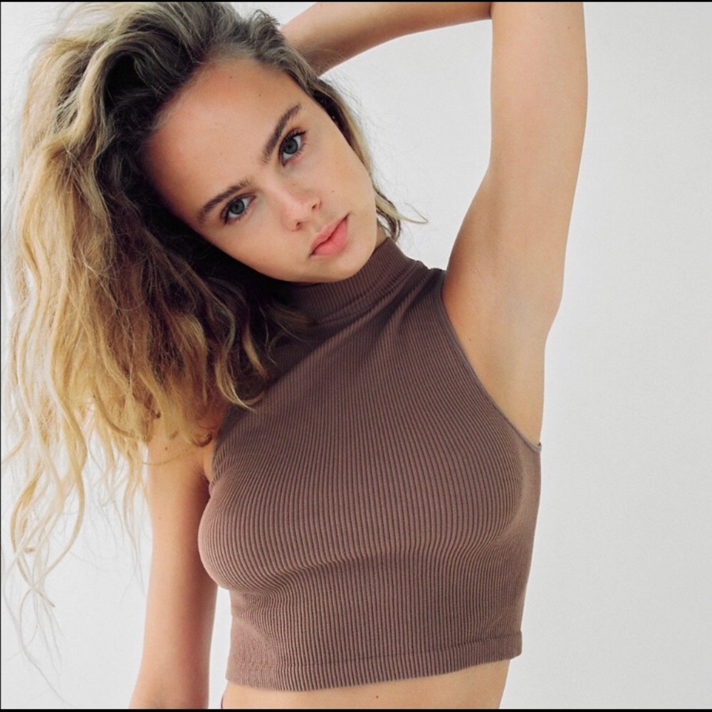 Zara | Seamless Mock Neck Tank Top Size XS-S Dark Mink